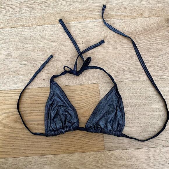 Christian Dior - Triangle Halter Bikini Top in Gray & Black